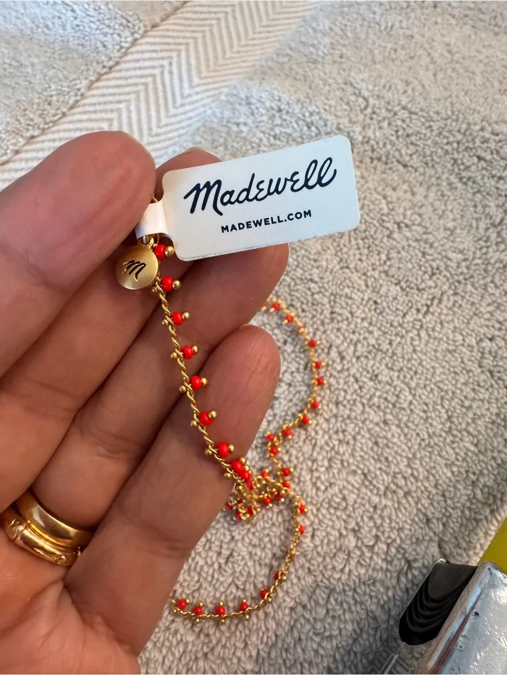 Madewell Gold Chain Necklace with Red Beads - Picture 5 of 5